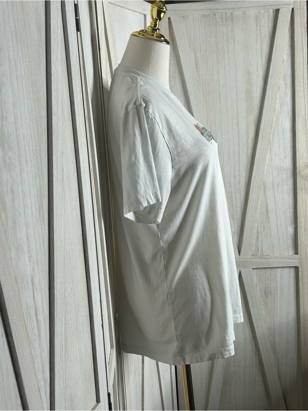 J. Crew Preppy Fall White Crewneck Tee Pickup Truck with Pumpkins Autumn Sz M